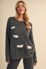 Counting Sheep Fuzzy Motif Sweater