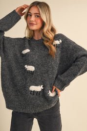 Counting Sheep Fuzzy Motif Sweater