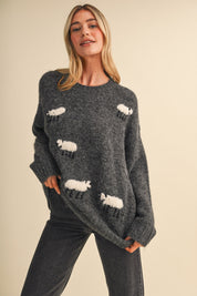 Counting Sheep Fuzzy Motif Sweater
