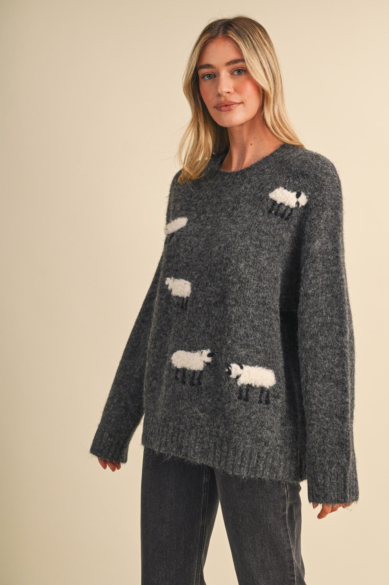 Counting Sheep Fuzzy Motif Sweater