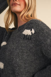 Counting Sheep Fuzzy Motif Sweater