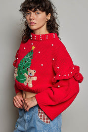 Dancin' Around The Tree Cropped Knit Sweater