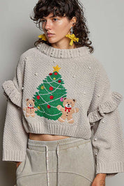 Dancin' Around The Tree Cropped Knit Sweater