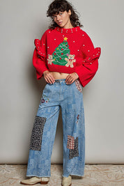 Dancin' Around The Tree Cropped Knit Sweater