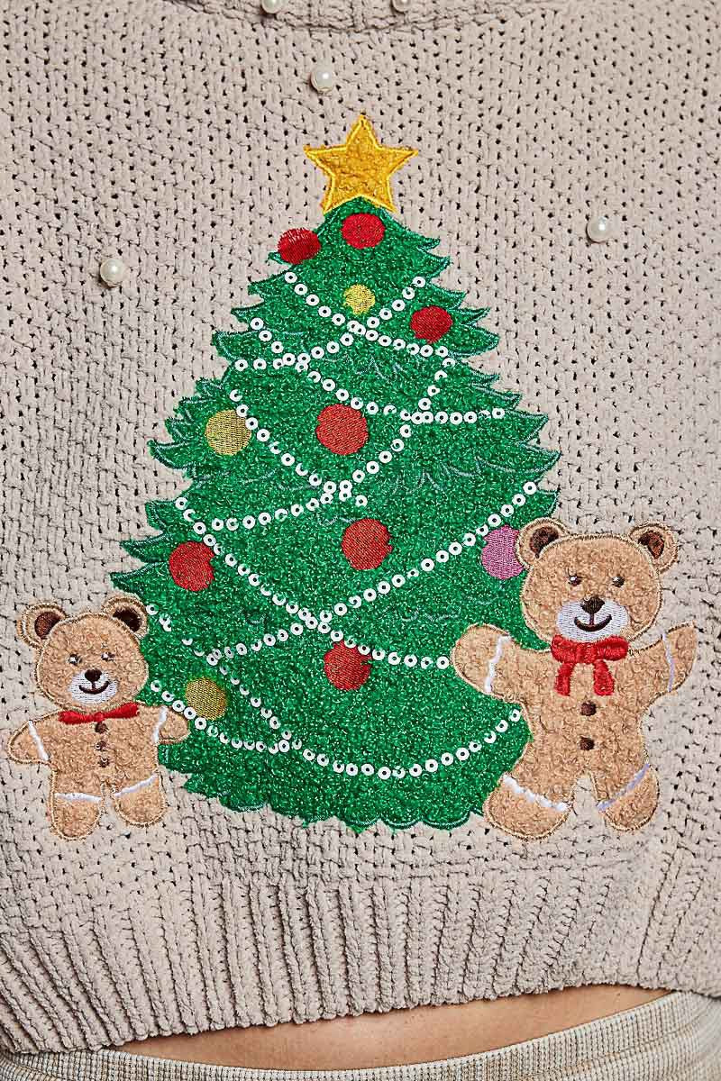 Dancin' Around The Tree Cropped Knit Sweater