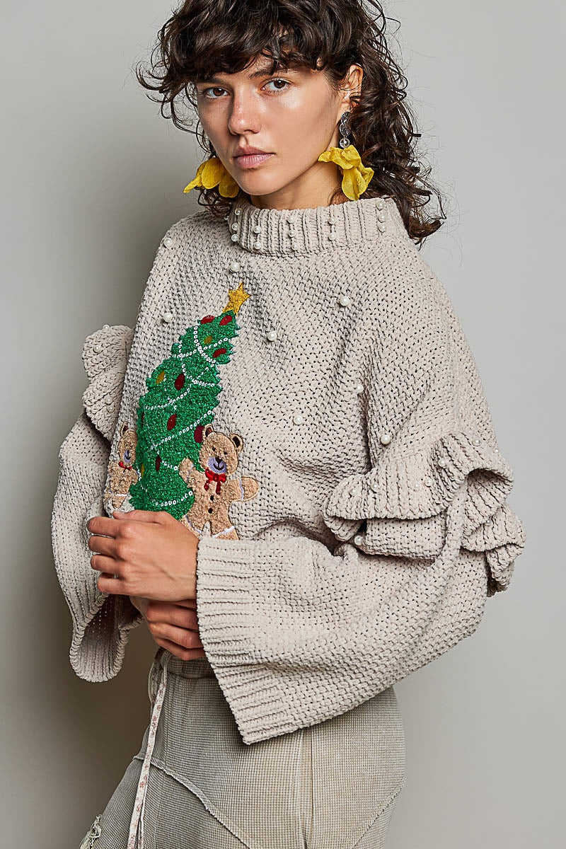 Dancin' Around The Tree Cropped Knit Sweater