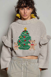 Dancin' Around The Tree Cropped Knit Sweater