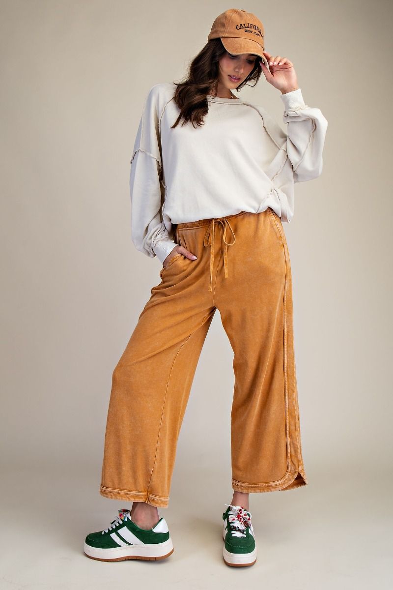 The Essential Drawstring Mineral Washed Terry Knit Pants