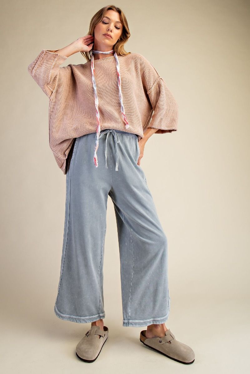 The Essential Drawstring Mineral Washed Terry Knit Pants