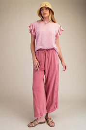 The Essential Drawstring Mineral Washed Terry Knit Pants