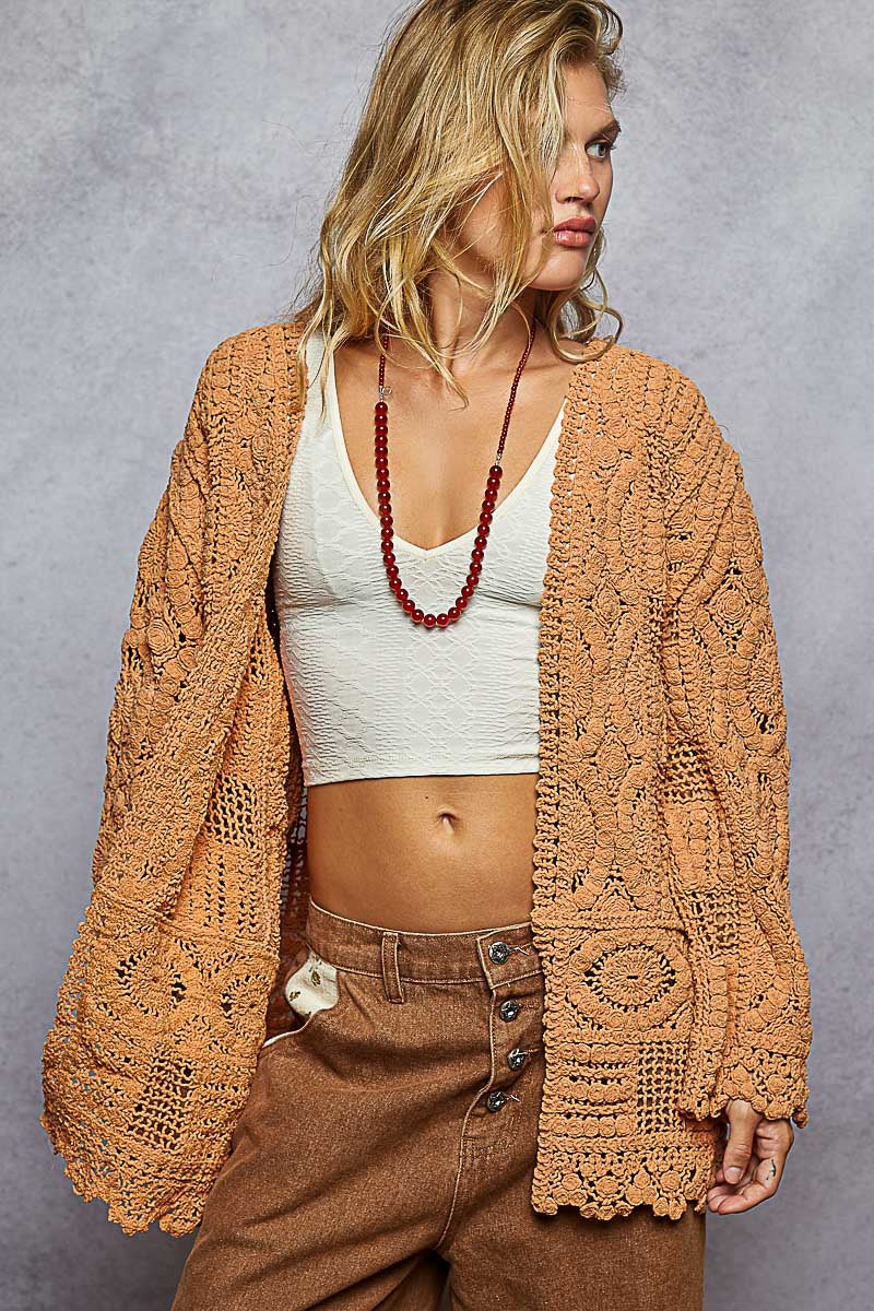 Dream On Open Knit Chenille Cardigan