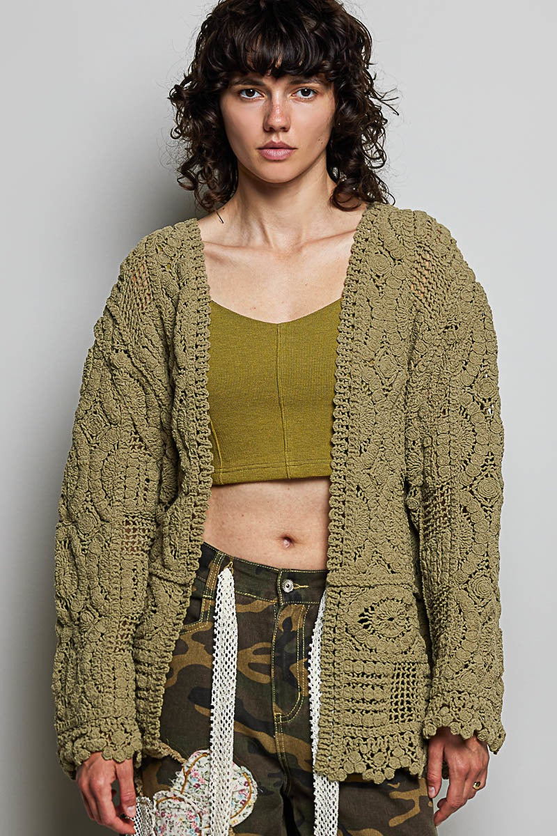 Dream On Open Knit Chenille Cardigan
