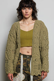 Dream On Open Knit Chenille Cardigan