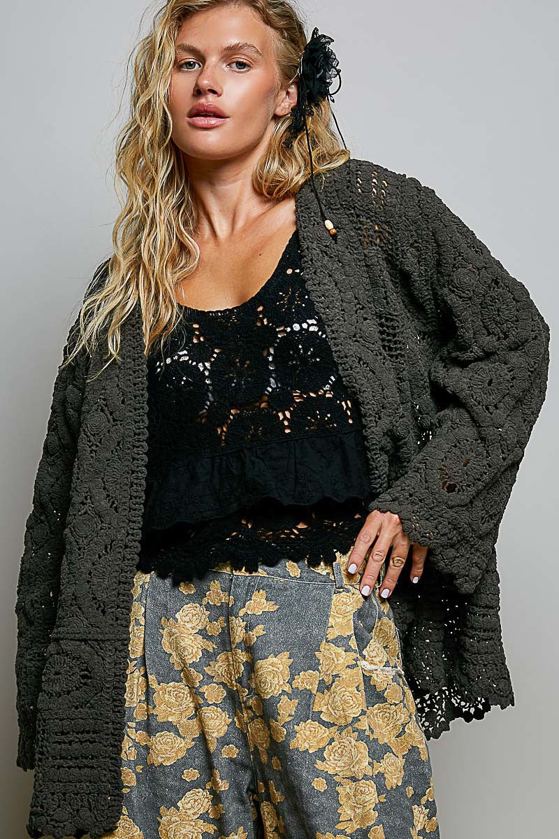 Dream On Open Knit Chenille Cardigan