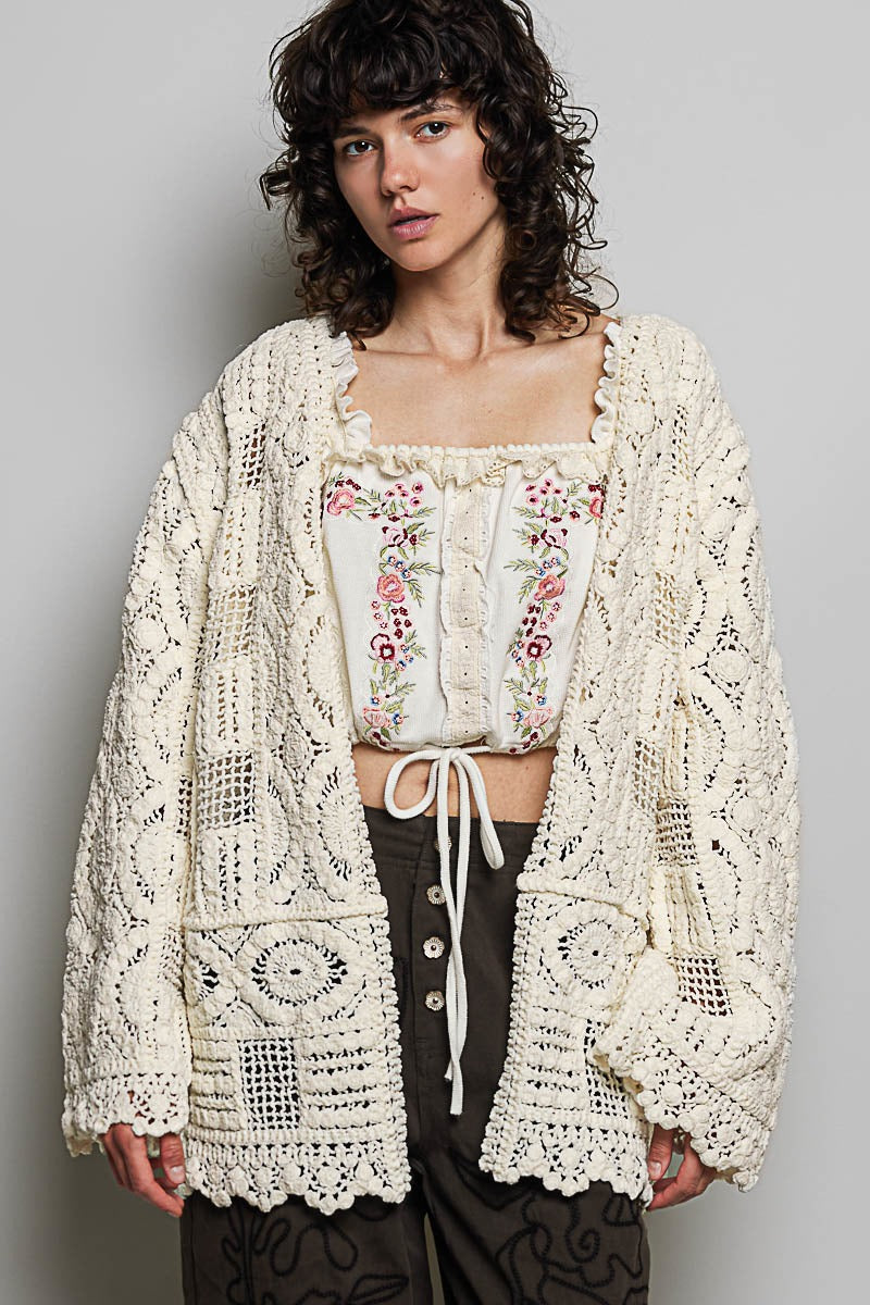 Dream On Open Knit Chenille Cardigan
