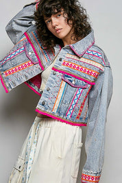 Electric Rodeo Hand-Embroidered Beaded Denim Jacket