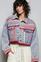 Electric Rodeo Hand-Embroidered Beaded Denim Jacket