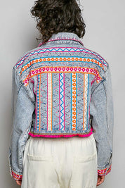 Electric Rodeo Hand-Embroidered Beaded Denim Jacket