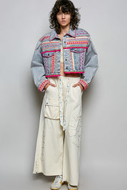 Electric Rodeo Hand-Embroidered Beaded Denim Jacket