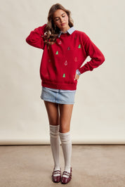 Evergreen Embroidered Christmas Sweater