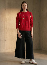 Evergreen Embroidered Christmas Sweater