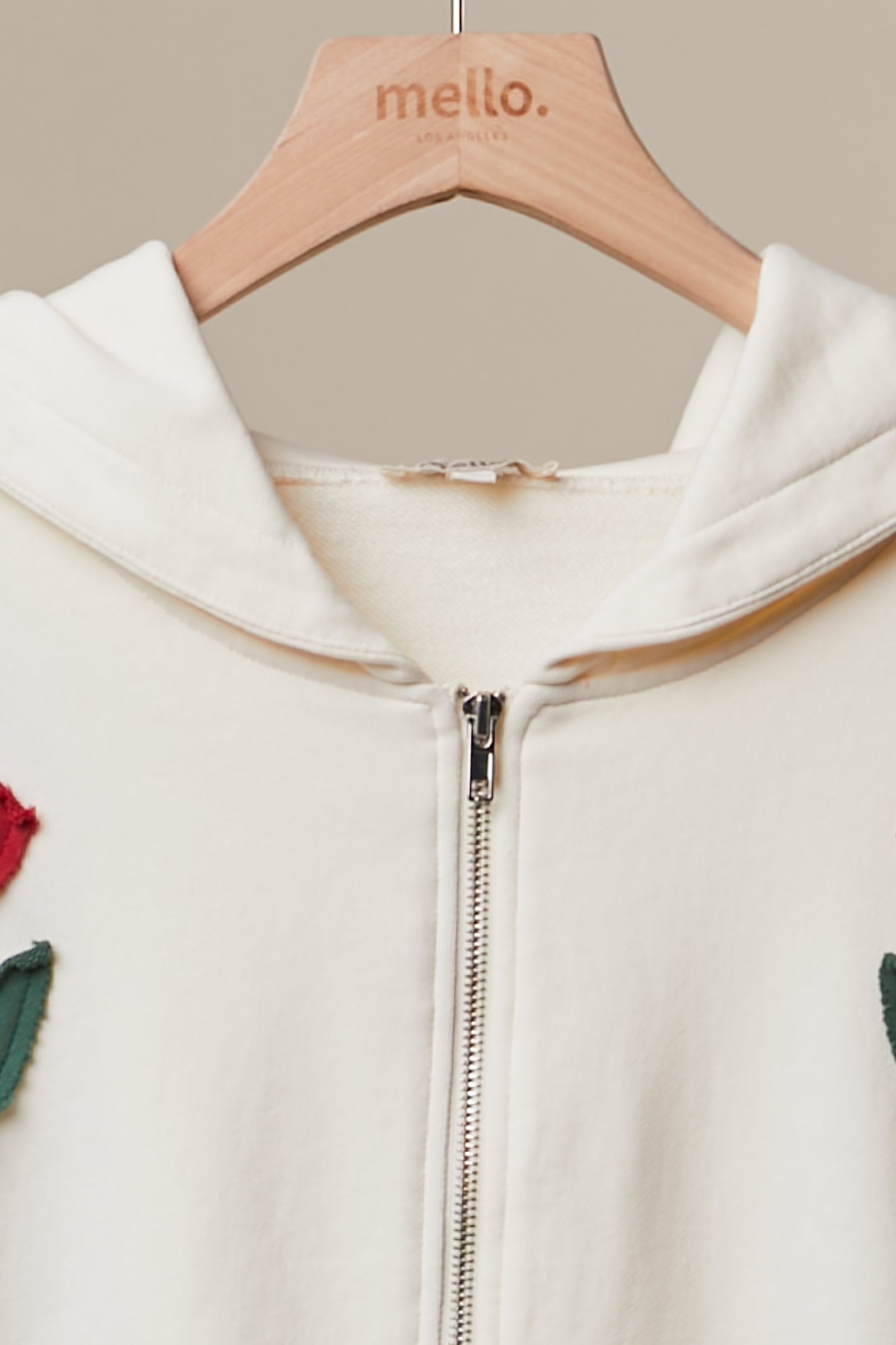 Wild Rose Floral Embroidered Zip-Up Hoodie