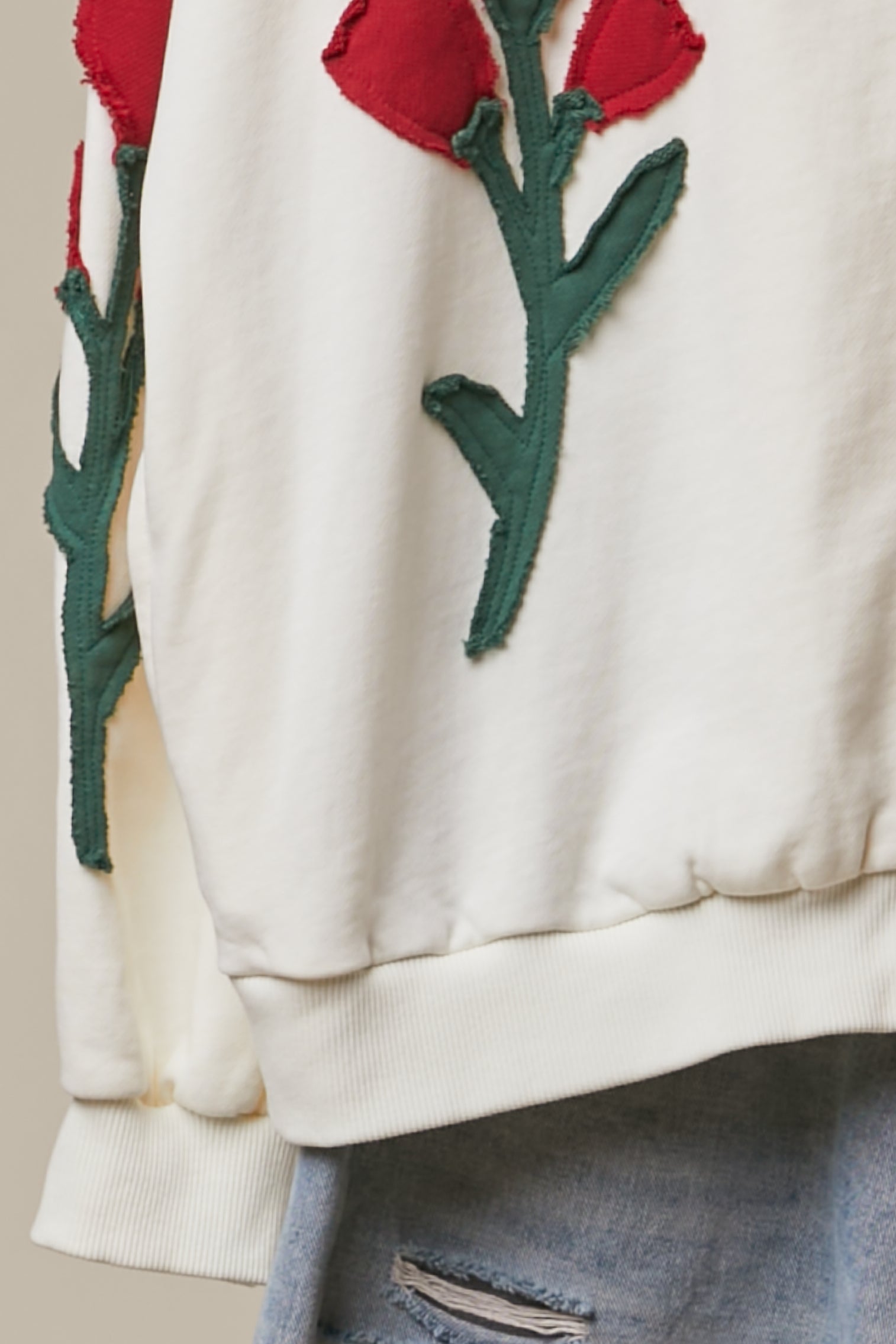 Wild Rose Floral Embroidered Zip-Up Hoodie