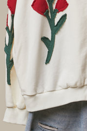 Wild Rose Floral Embroidered Zip-Up Hoodie