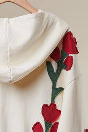 Wild Rose Floral Embroidered Zip-Up Hoodie