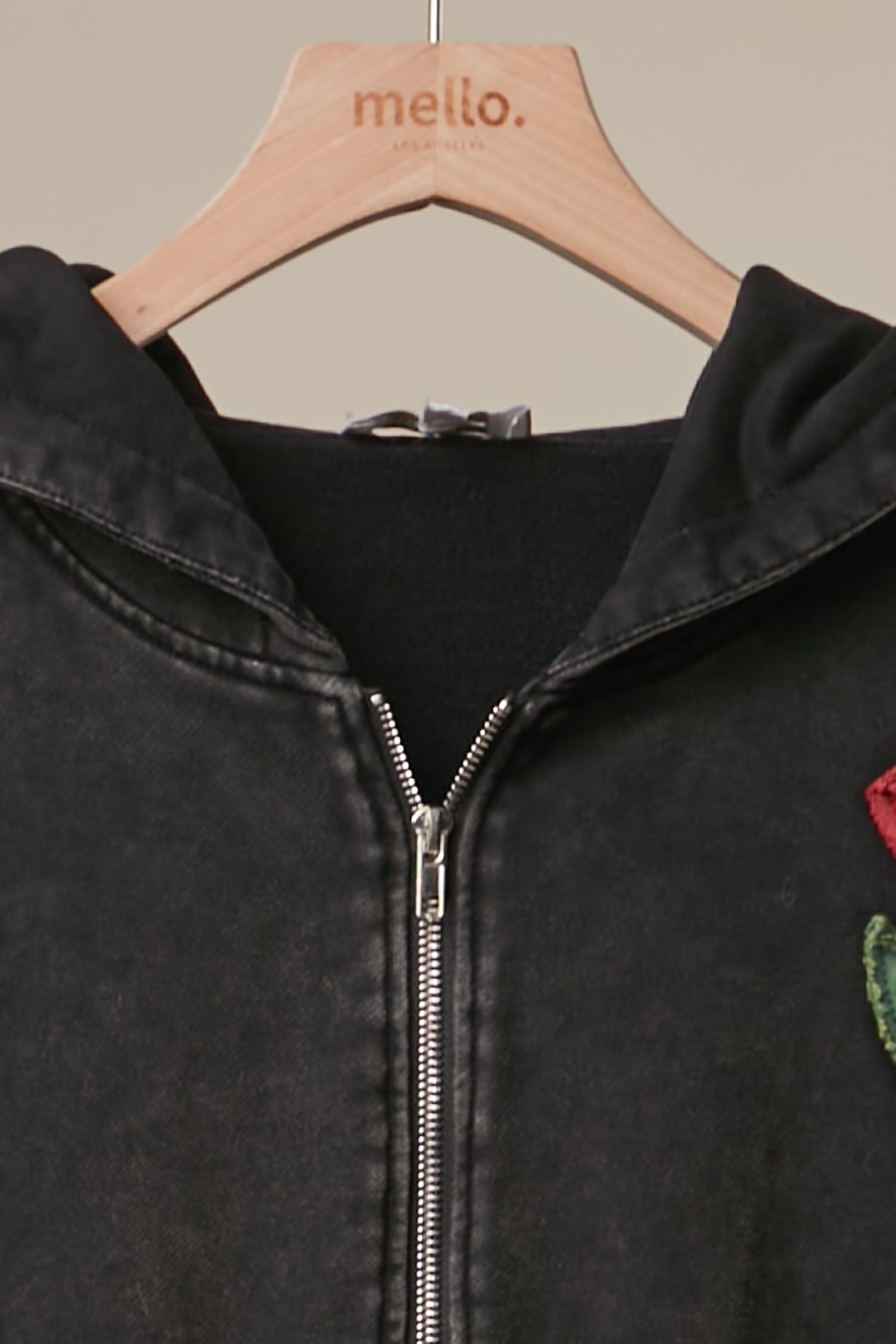 Wild Rose Floral Embroidered Zip-Up Hoodie