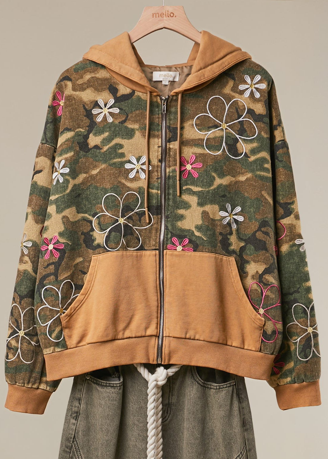 Roaming Daisy Camo Zip-Up Hoodie