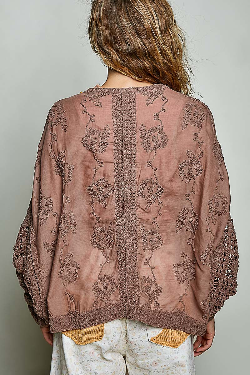 Garden Gate Chenille Crochet Cardigan