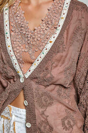 Garden Gate Chenille Crochet Cardigan