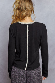 Good Intentions V-Neck Lace Trim Henley