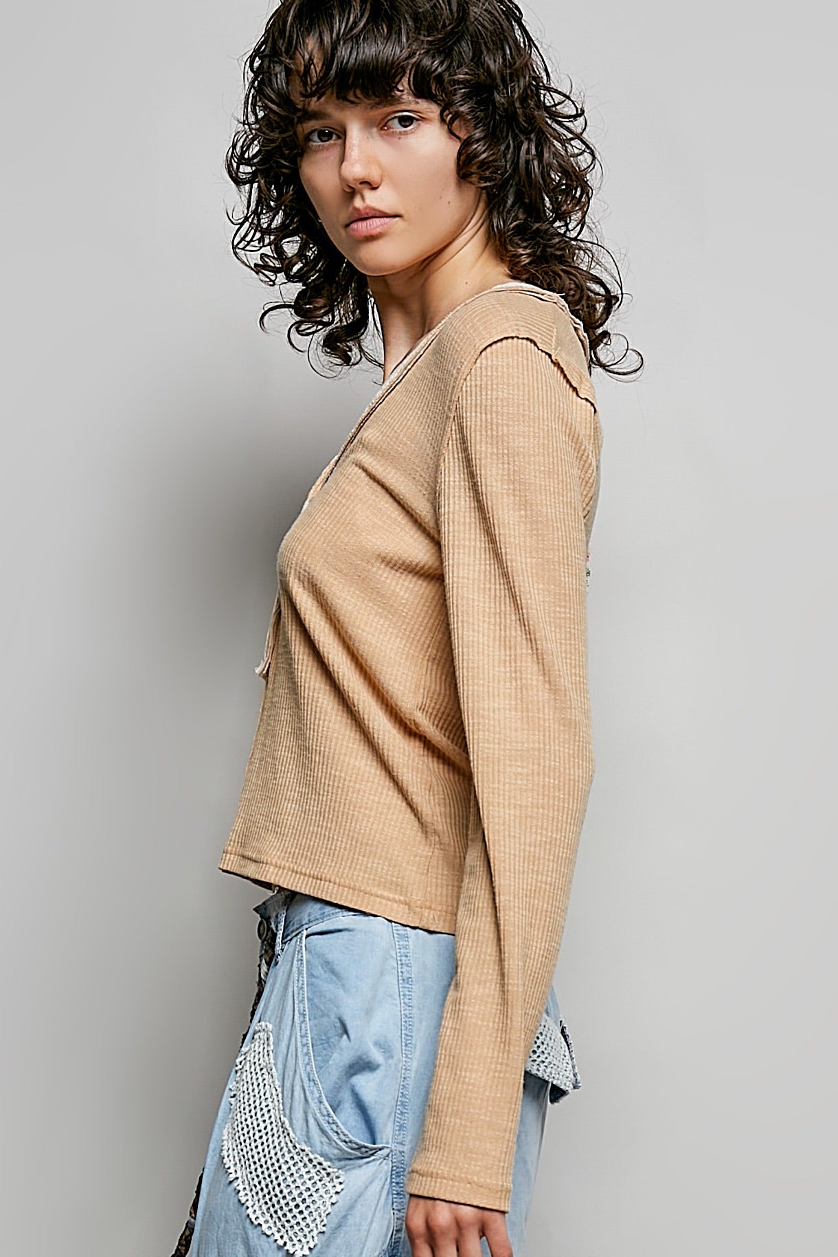 Good Intentions V-Neck Lace Trim Henley