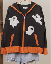 Ghost Town Ghost Patch Zip Up Hoodie