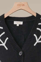 Black Widow Button-Front Knit Cardigan