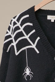 Black Widow Button-Front Knit Cardigan