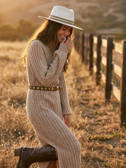 Harlowe Variegated Ribbed V-Neck Sweater Dress