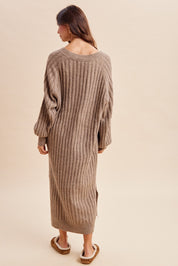 Harlowe Variegated Ribbed V-Neck Sweater Dress