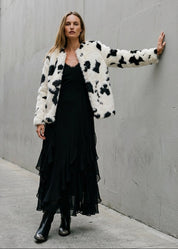 Hartwell Cow Print Faux Fur Jacket
