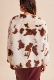 Hartwell Cow Print Faux Fur Jacket