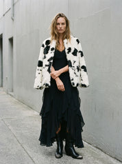 Hartwell Cow Print Faux Fur Jacket