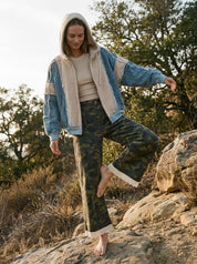Hidden Romance Camo Crochet Lace Trim Pants
