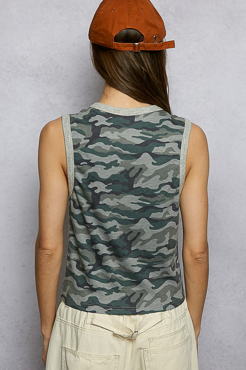 Hideout V-Neck Camo Tank