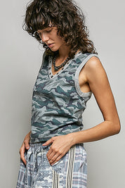 Hideout V-Neck Camo Tank