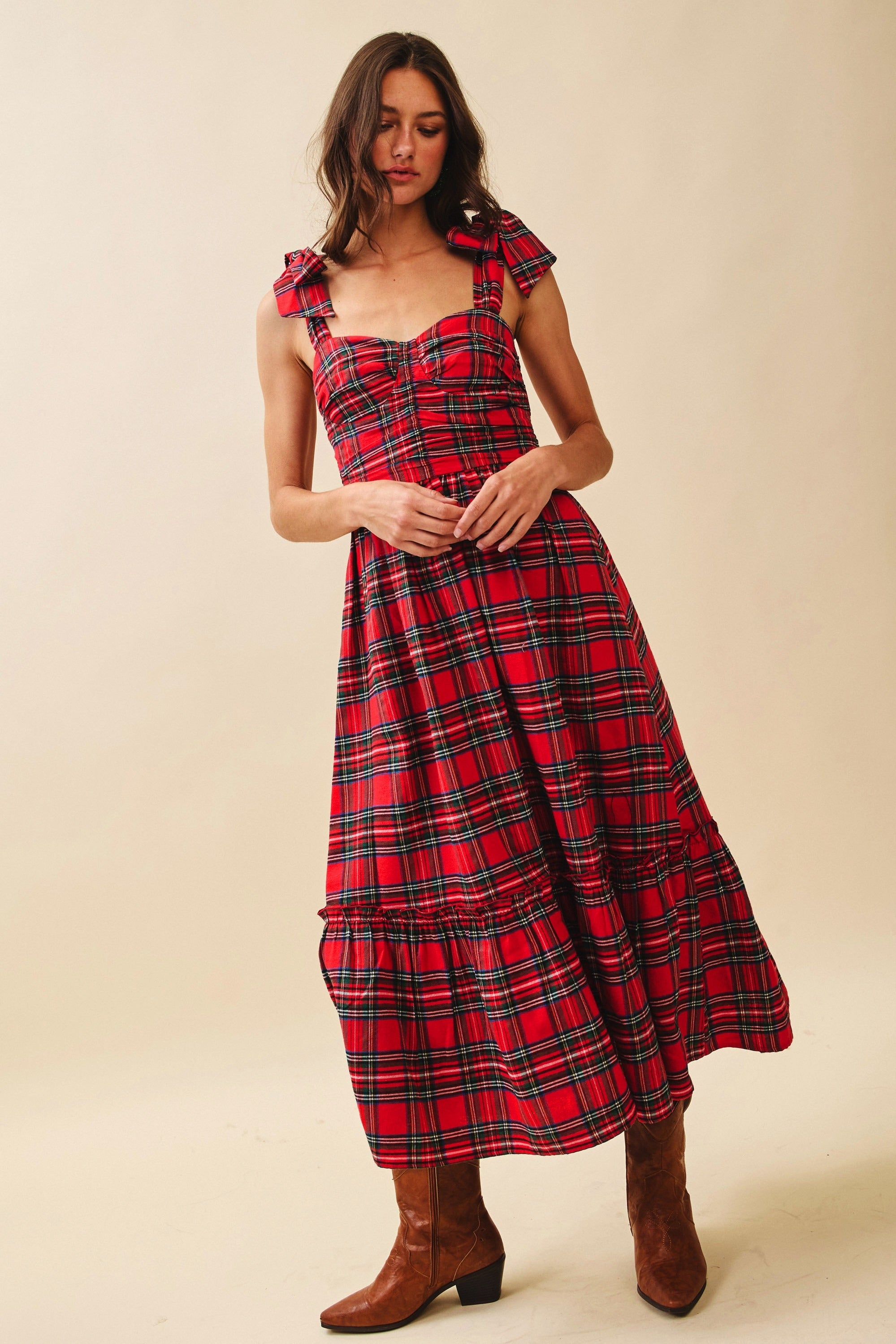 Holiday House Plaid Midi Dress