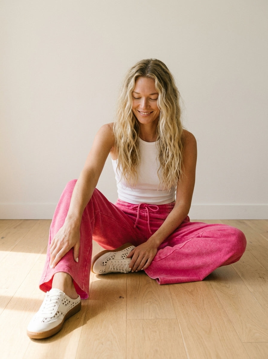Homebody Acid Wash Fleece Palazzo Sweatpants