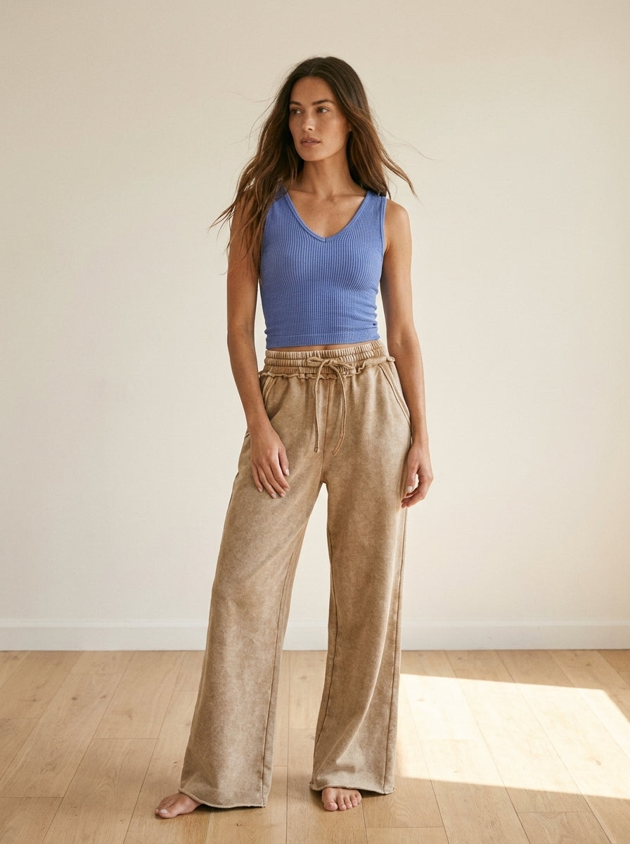 Homebody Acid Wash Fleece Palazzo Sweatpants