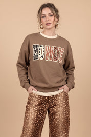 "Howdy" Multi-Pattern Graphic Sweatshirt